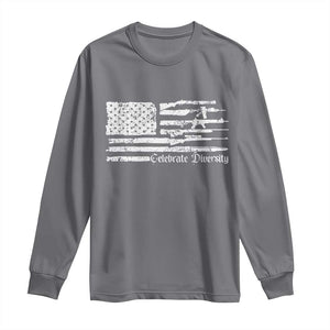Funny Pro Gun Celebrate Diversity Long Sleeve Shirt 2nd Amendment Vintage American Flag TS11 Charcoal Print Your Wear
