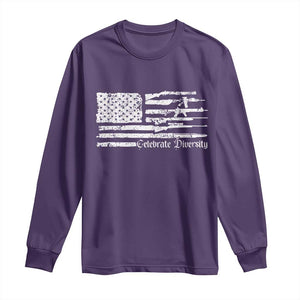 Funny Pro Gun Celebrate Diversity Long Sleeve Shirt 2nd Amendment Vintage American Flag TS11 Purple Print Your Wear