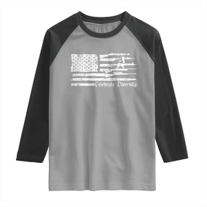 Funny Pro Gun Celebrate Diversity Raglan Shirt 2nd Amendment Vintage American Flag TS11 Sport Gray Black Print Your Wear