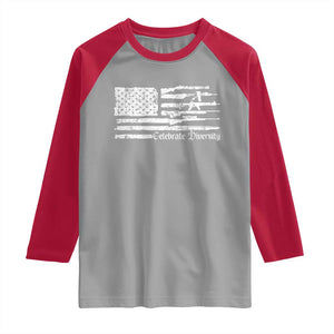 Funny Pro Gun Celebrate Diversity Raglan Shirt 2nd Amendment Vintage American Flag TS11 Sport Gray Red Print Your Wear