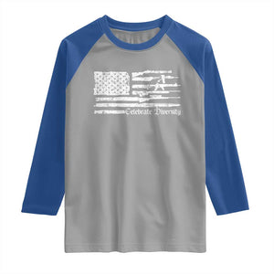 Funny Pro Gun Celebrate Diversity Raglan Shirt 2nd Amendment Vintage American Flag TS11 Sport Gray Royal Print Your Wear