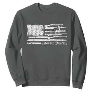 Funny Pro Gun Celebrate Diversity Sweatshirt 2nd Amendment Vintage American Flag TS11 Dark Heather Print Your Wear