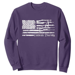 Funny Pro Gun Celebrate Diversity Sweatshirt 2nd Amendment Vintage American Flag TS11 Purple Print Your Wear