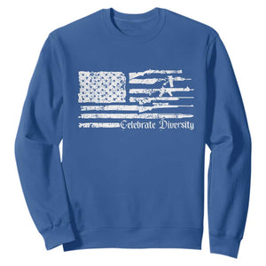 Funny Pro Gun Celebrate Diversity Sweatshirt 2nd Amendment Vintage American Flag TS11 Royal Blue Print Your Wear