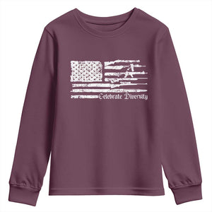 Funny Pro Gun Celebrate Diversity Youth Sweatshirt 2nd Amendment Vintage American Flag TS11 Maroon Print Your Wear