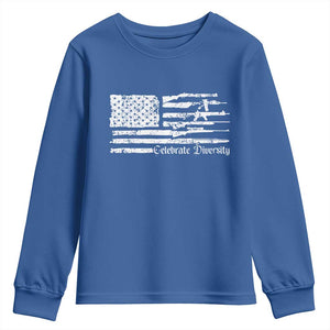 Funny Pro Gun Celebrate Diversity Youth Sweatshirt 2nd Amendment Vintage American Flag TS11 Royal Blue Print Your Wear