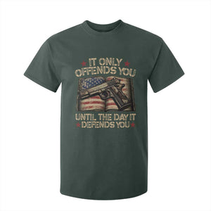It Only Offends You Until The Day It Defends You T Shirt For Kid Pro Gun American Flag TS11 Dark Forest Green Print Your Wear