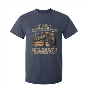 It Only Offends You Until The Day It Defends You T Shirt For Kid Pro Gun American Flag TS11 Navy Print Your Wear