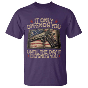 It Only Offends You Until The Day It Defends You T Shirt Pro Gun American Flag TS11 Purple Print Your Wear
