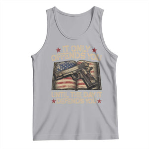 It Only Offends You Until The Day It Defends You Tank Top Pro Gun American Flag TS11 Athletic Heather Print Your Wear