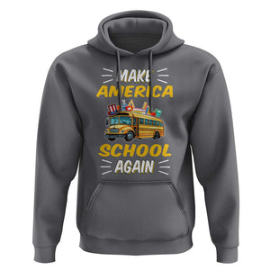 Funny Back To School Hoodie Make America School Again USA Top Hat Yellow Bus TS11 Charcoal Print Your Wear