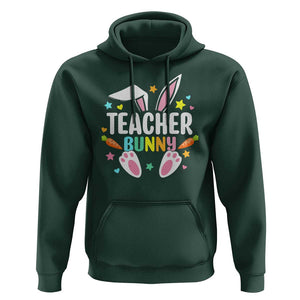 Teacher Bunny Hoodie Rabbit Ears Easter Day Carrot Star Heart TS11 Dark Forest Green Print Your Wear