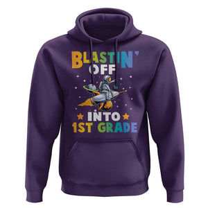 Funny Back To School Space Hoodie Blastin' Off Into 1st Grade Astronaut Rocket TS11 Purple Print Your Wear