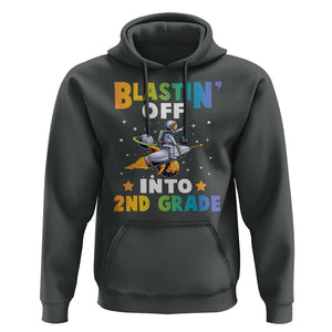 Funny Back To School Space Hoodie Blastin' Off Into 2nd Grade Astronaut Rocket TS11 Dark Heather Print Your Wear