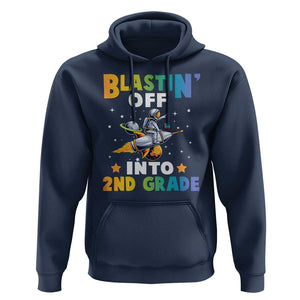 Funny Back To School Space Hoodie Blastin' Off Into 2nd Grade Astronaut Rocket TS11 Navy Print Your Wear