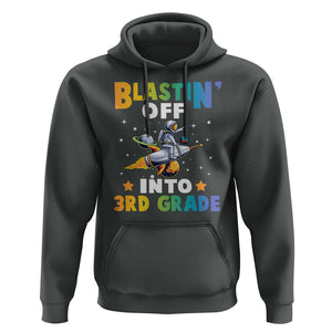 Funny Back To School Space Hoodie Blastin' Off Into 3rd Grade Astronaut Rocket TS11 Dark Heather Print Your Wear