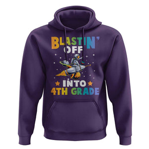 Funny Back To School Space Hoodie Blastin' Off Into 4th Grade Astronaut Rocket TS11 Purple Print Your Wear