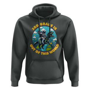 Funny Back To School Space Hoodie 3RD Grade Is Out Of This World Dinosaur Astronaut Planet TS11 Dark Heather Print Your Wear