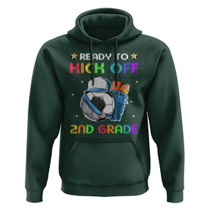 Ready To Kick Off 2nd Grade Hoodie Back To School Soccer Backpacks Ruller Pencil TS11 Dark Forest Green Print Your Wear