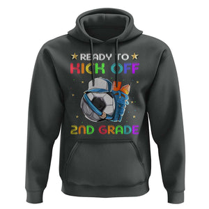 Ready To Kick Off 2nd Grade Hoodie Back To School Soccer Backpacks Ruller Pencil TS11 Dark Heather Print Your Wear