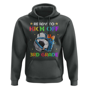 Ready To Kick Off 3rd Grade Hoodie Back To School Soccer Backpacks Ruller Pencil TS11 Dark Heather Print Your Wear