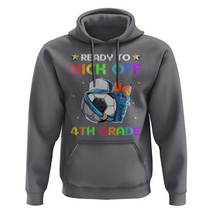 Ready To Kick Off 4th Grade Hoodie Back To School Soccer Backpacks Ruller Pencil TS11 Charcoal Print Your Wear