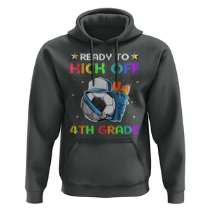 Ready To Kick Off 4th Grade Hoodie Back To School Soccer Backpacks Ruller Pencil TS11 Dark Heather Print Your Wear
