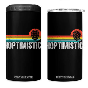 Funny Hops Craft Beer Lover 4 in 1 Can Cooler Tumbler Hoptimistic Retro Vintage Home Brewing TS11 One Size: 16 oz Black Print Your Wear
