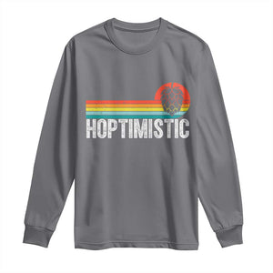 Funny Hops Craft Beer Lover Long Sleeve Shirt Hoptimistic Retro Vintage Home Brewing TS11 Charcoal Print Your Wear