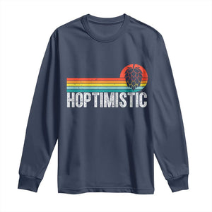 Funny Hops Craft Beer Lover Long Sleeve Shirt Hoptimistic Retro Vintage Home Brewing TS11 Navy Print Your Wear