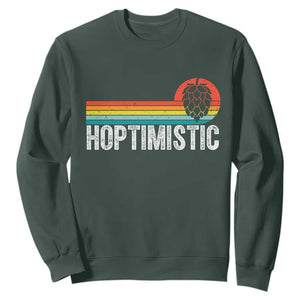 Funny Hops Craft Beer Lover Sweatshirt Hoptimistic Retro Vintage Home Brewing TS11 Dark Forest Green Print Your Wear