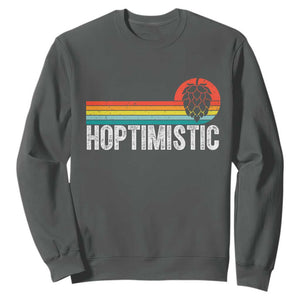 Funny Hops Craft Beer Lover Sweatshirt Hoptimistic Retro Vintage Home Brewing TS11 Dark Heather Print Your Wear