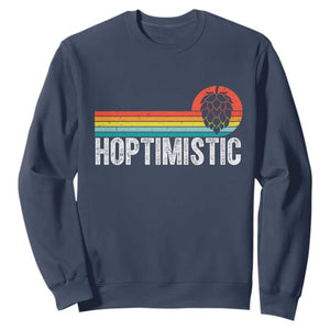 Funny Hops Craft Beer Lover Sweatshirt Hoptimistic Retro Vintage Home Brewing TS11 Navy Print Your Wear