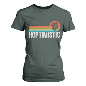 Funny Hops Craft Beer Lover T Shirt For Women Hoptimistic Retro Vintage Home Brewing TS11 Dark Forest Green Print Your Wear