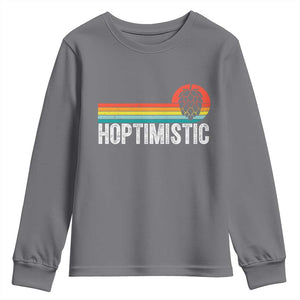 Funny Hops Craft Beer Lover Youth Sweatshirt Hoptimistic Retro Vintage Home Brewing TS11 Charcoal Print Your Wear