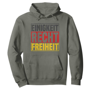 Proud Germany Hoodie Einigkeit Recht Freiheit German Flag TS11 Military Green Print Your Wear