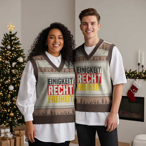 Proud Germany V-Neck Knit Sweater Vest Einigkeit Recht Freiheit German Flag TS11 Mocha Mousse Print Your Wear