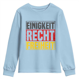 Proud Germany Youth Sweatshirt Einigkeit Recht Freiheit German Flag TS11 Light Blue Print Your Wear