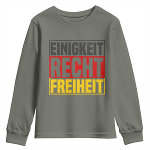 Proud Germany Youth Sweatshirt Einigkeit Recht Freiheit German Flag TS11 Military Green Print Your Wear