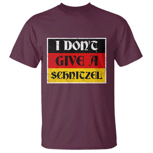 German Beer Drinking T Shirt I Don't Give A Schnitzel Oktoberfest TS11 Maroon Print Your Wear
