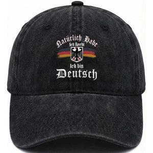 Proud Germany Washed Cotton Baseball Cap Naturlich Bate Ich Recht Ich Bin Deutsch TS11 Print Your Wear