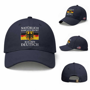 Proud Germany Baseball Cap Naturlich Habe Ich Recht Ich Bin Deutsch TS11 Baseball Cap Universal Fit Navy Print Your Wear