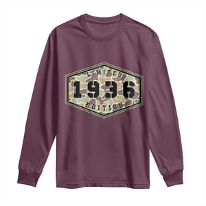 90th Birthday Hunting Long Sleeve Shirt 1936 Limited Edition Vintage Camouflage Gifts For Turning 90