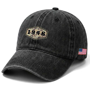 80th Birthday Hunting Washed Cotton Baseball Cap 1946 Limited Edition Vintage Camouflage Gifts For Turning 80