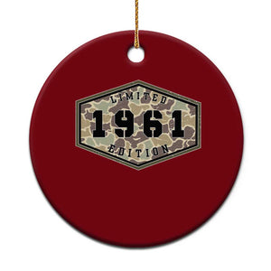 65th Birthday Hunting Ceramic Ornament 1961 Limited Edition Vintage Camouflage Gifts For Turning 65