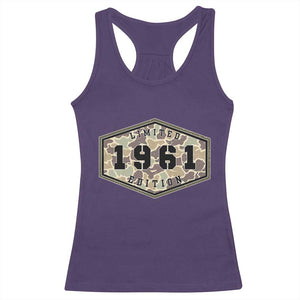 65th Birthday Hunting Racerback Tank Top 1961 Limited Edition Vintage Camouflage Gifts For Turning 65
