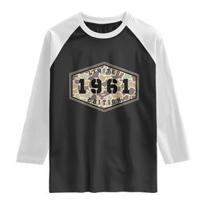 65th Birthday Hunting Raglan Shirt 1961 Limited Edition Vintage Camouflage Gifts For Turning 65