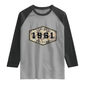 65th Birthday Hunting Raglan Shirt 1961 Limited Edition Vintage Camouflage Gifts For Turning 65