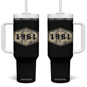 65th Birthday Hunting Tumbler With Handle 1961 Limited Edition Vintage Camouflage Gifts For Turning 65