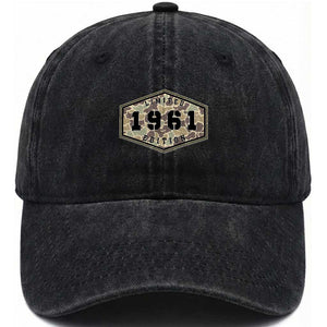 65th Birthday Hunting Washed Cotton Baseball Cap 1961 Limited Edition Vintage Camouflage Gifts For Turning 65